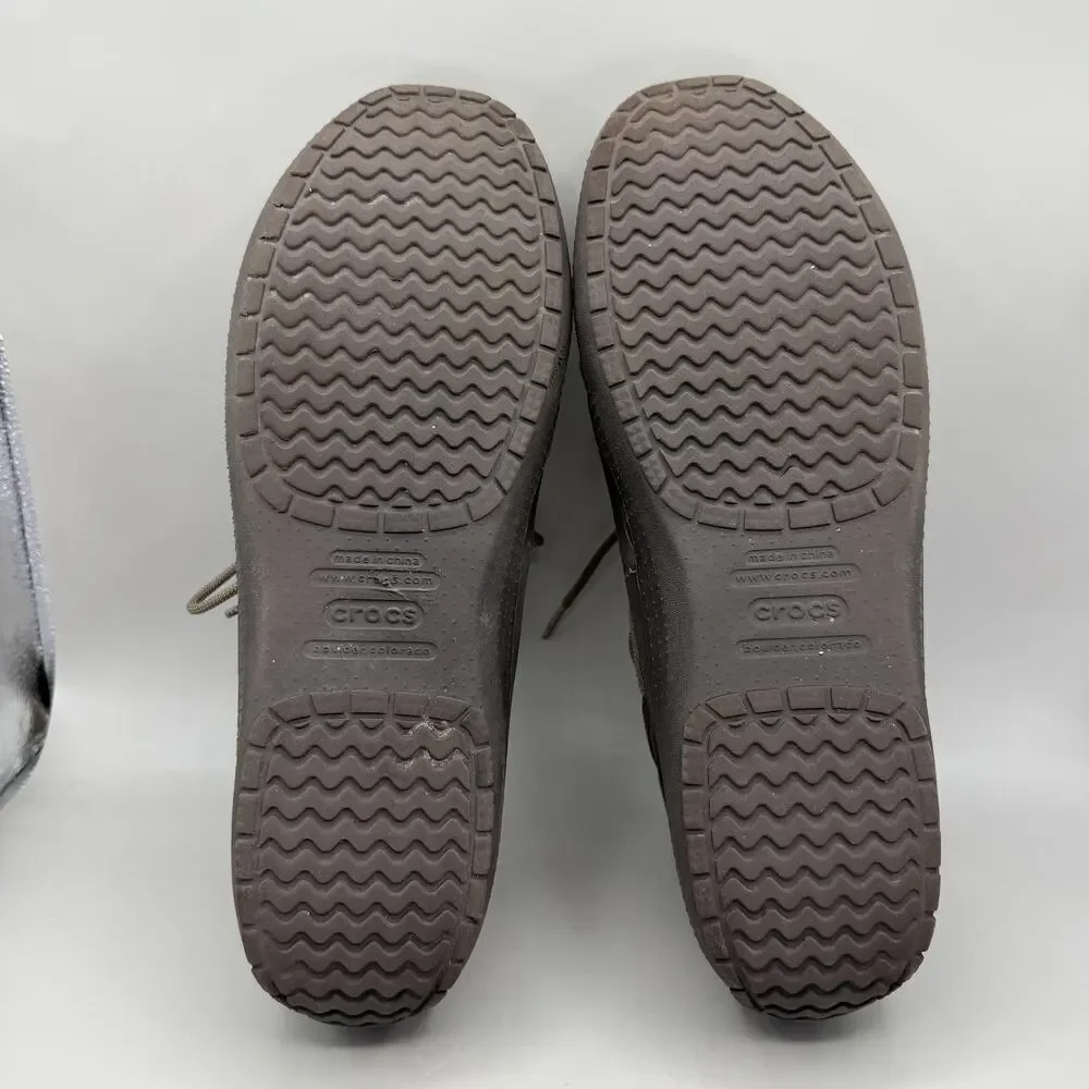Crocs Cove Sport Boat Shoes Mens Size 12 Brown Leather Lace Up 12027 Casual